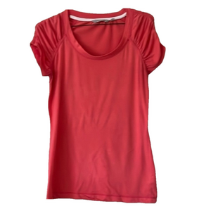 Athleta Tinsley Tee‎ small Watermelon Heather rouched short sleeve